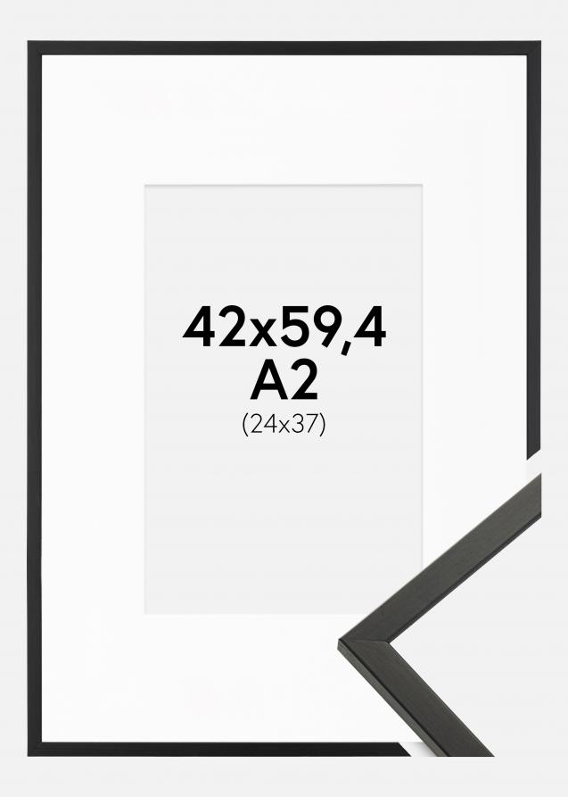 Ramme Galant Sort 42x59,4 cm (A2) - Passepartout Hvid 25x38 cm