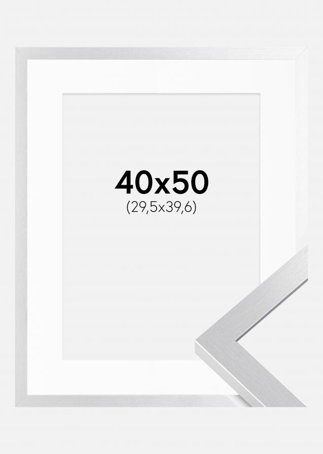 Ramme Selection Sølv 40x50 cm - Passepartout Hvid 12x16 inches