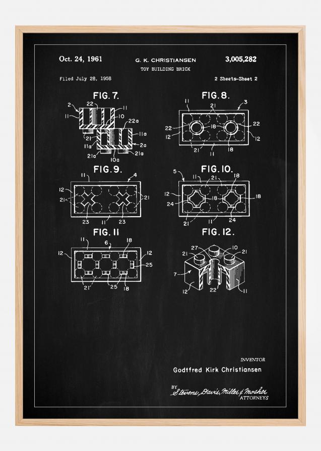 Patent Print - Lego Block II - Black Plakat