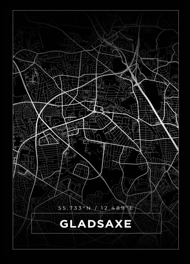 Kort - Gladsaxe - Sort Plakat