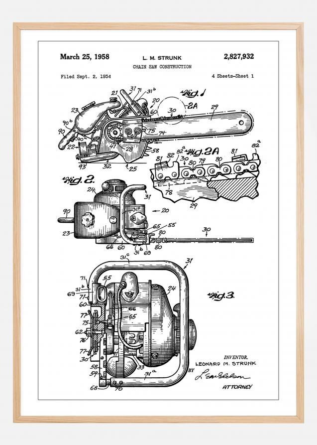 Patent Print - Chain Saw - White Plakat