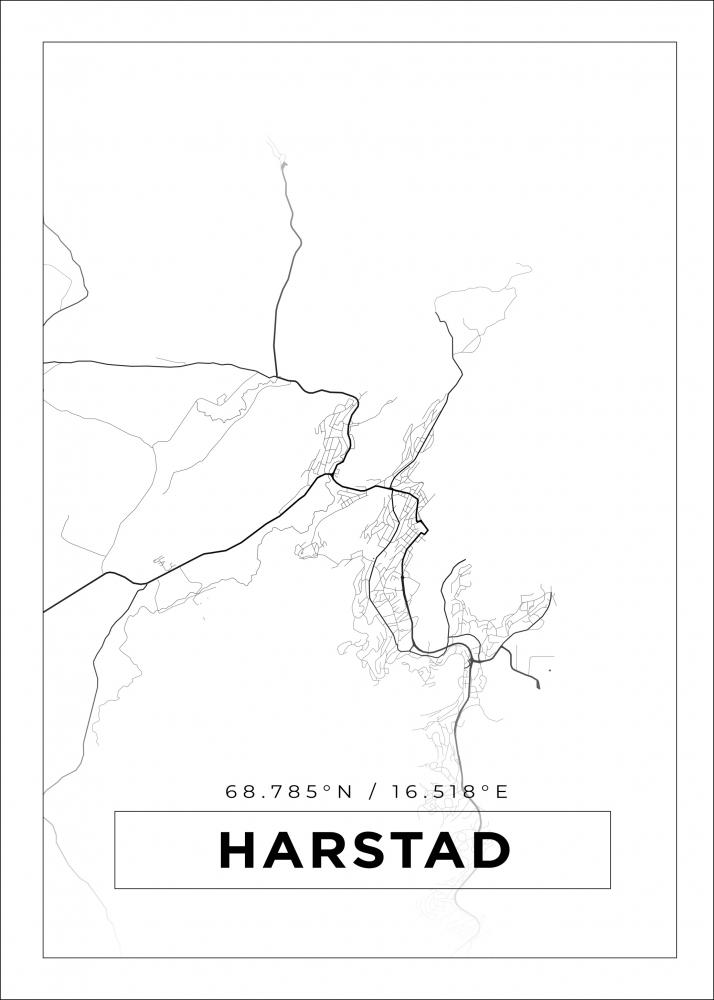 Kort - Harstad - Hvid Plakat