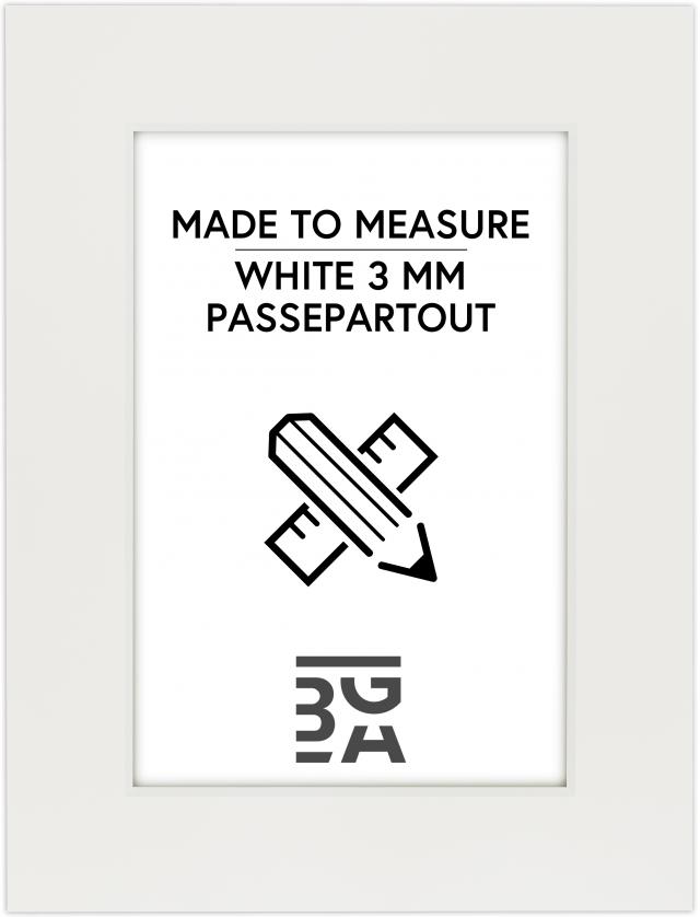 Passepartout Hvid 3 mm (Hvid kerne) - Bestilt efter mål