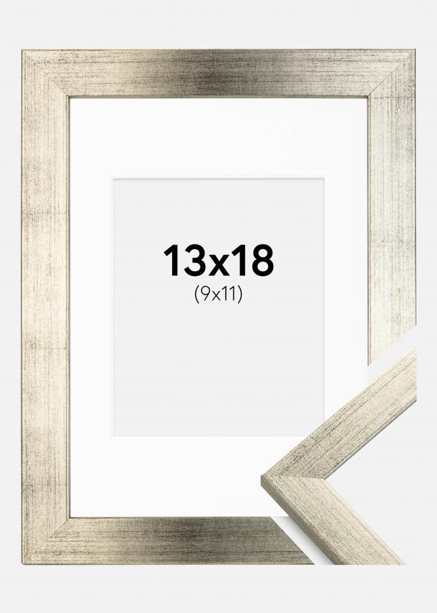 Ramme Stilren Sølv 13x18 cm - Passepartout Hvid 10x12 cm