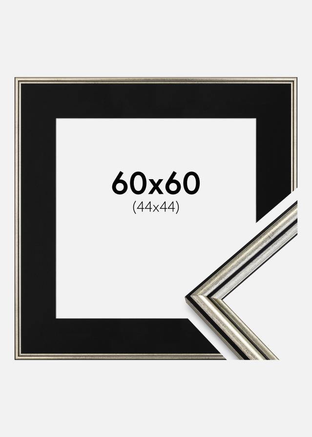 Ramme Horndal Sølv 60x60 cm - Passepartout Sort 45x45 cm