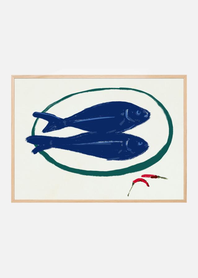 Blue fishes still life Plakat