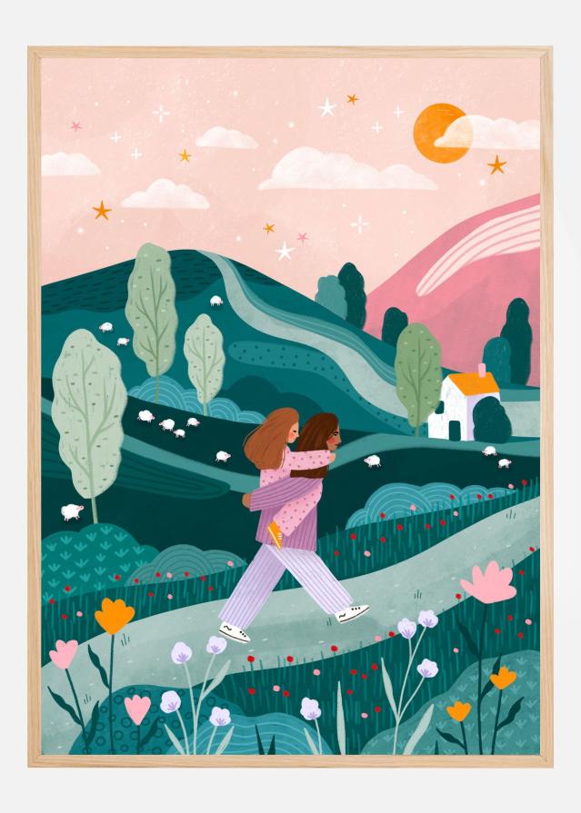 Mummy Daughter Countryside Walk Plakat