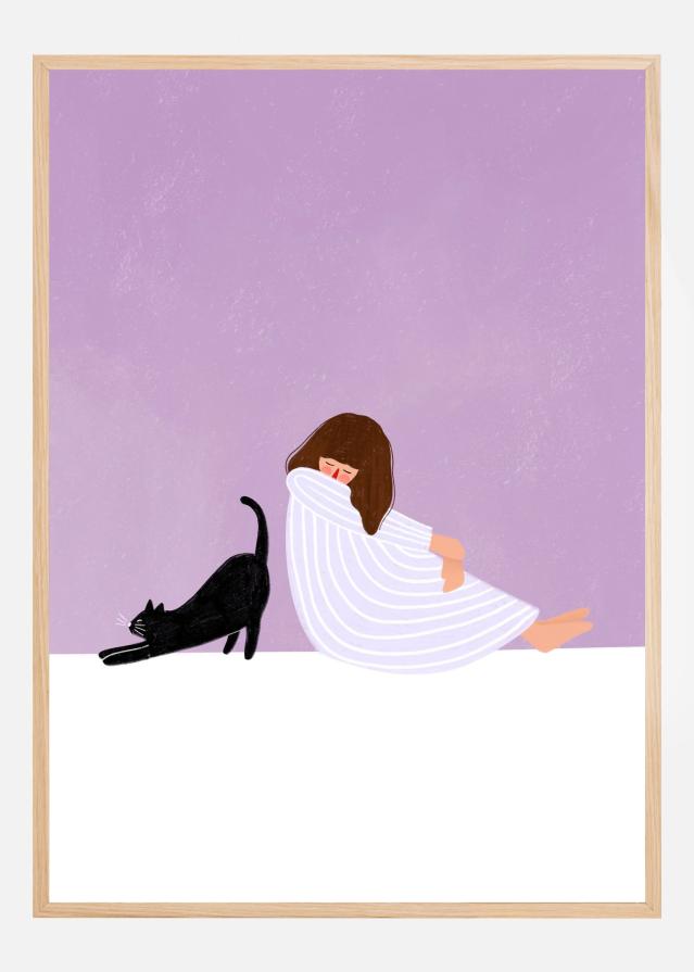 Girl and Cat Plakat