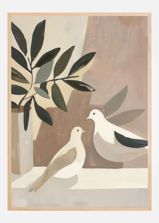 Doves On Patio Plakat