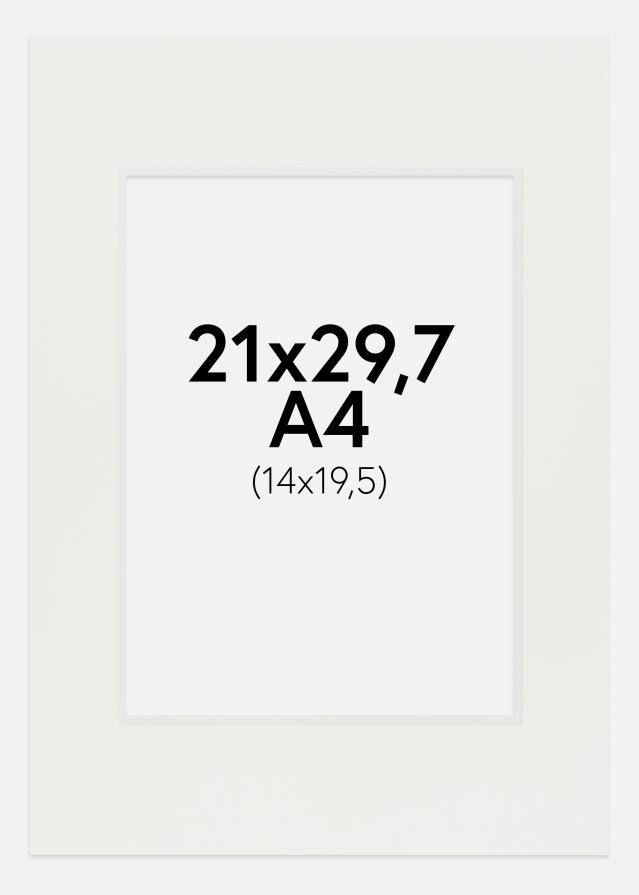 Passepartout Hvid 3 mm (Hvid kerne) A4 21x29,7 cm (14x19,5)