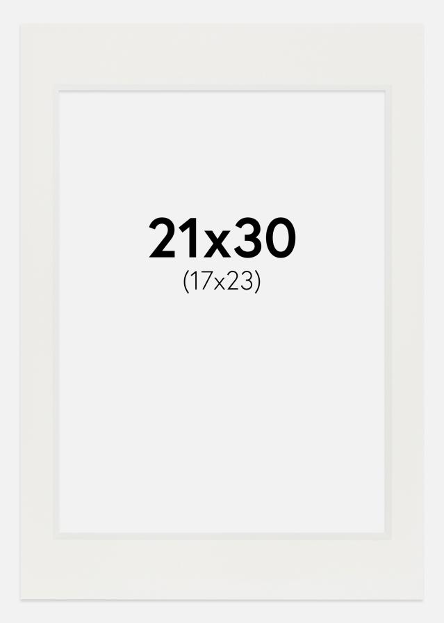 Passepartout Hvid 3 mm (Hvid kerne) 21x30 cm (17x23)