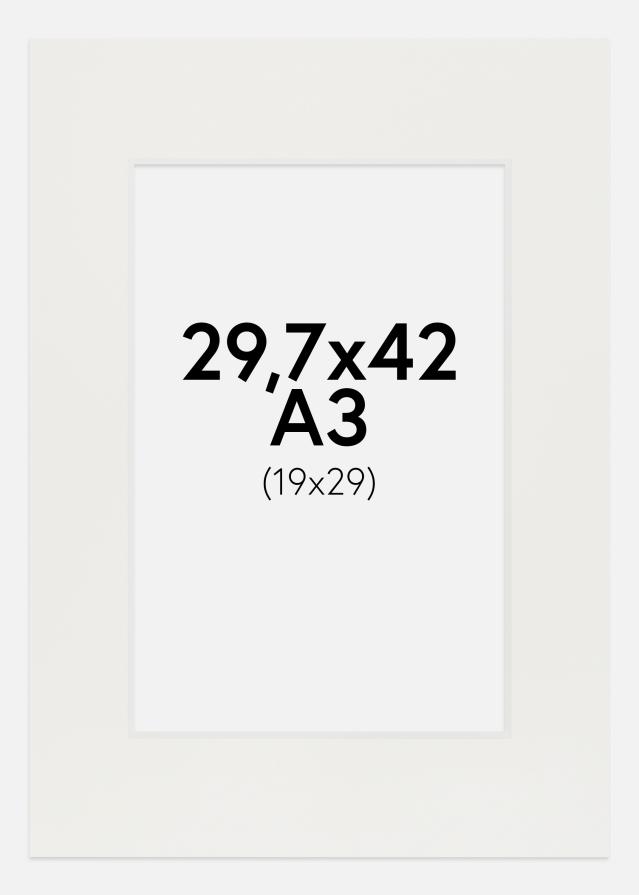 Passepartout Hvid 3 mm (Hvid kerne) 29,7x42 cm (19x29)