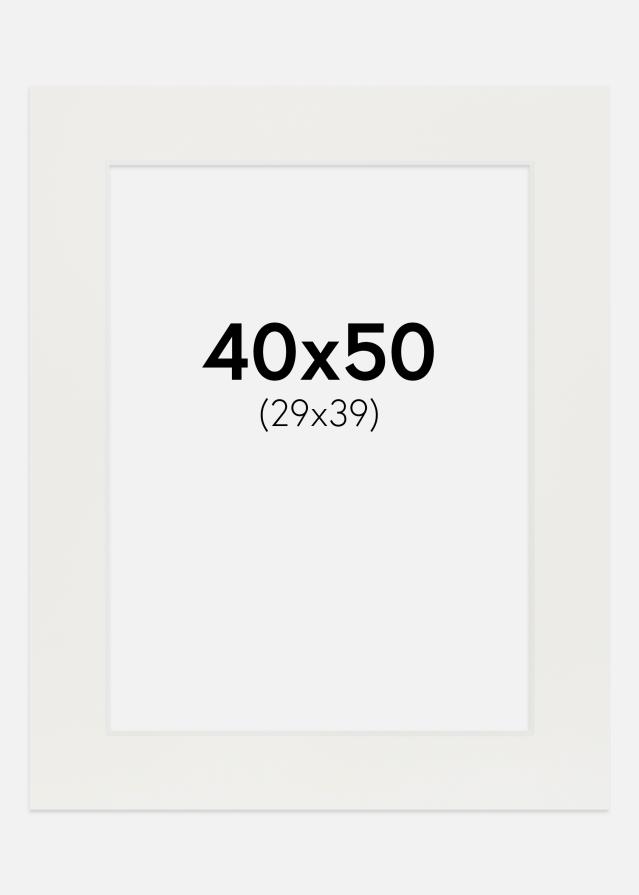 Passepartout Hvid 3 mm (Hvid kerne) 40x50 cm (29x39)