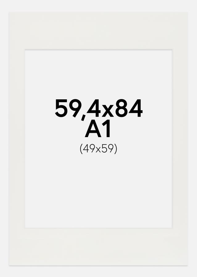 Passepartout Hvid 3 mm (Hvid kerne) 59,4x84 cm (A1) (49x59)