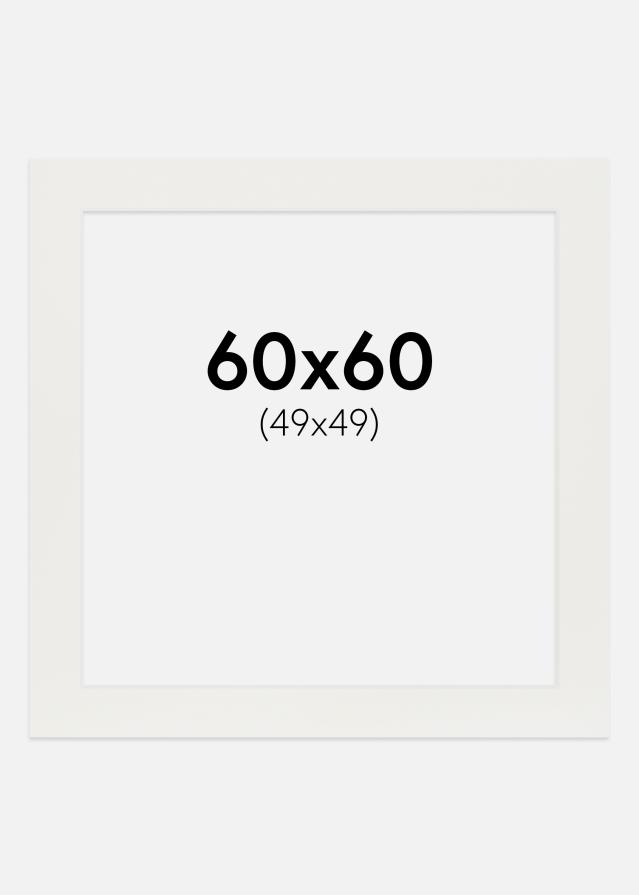 Passepartout Hvid 3 mm (Hvid kerne) 60x60 cm (49x49)