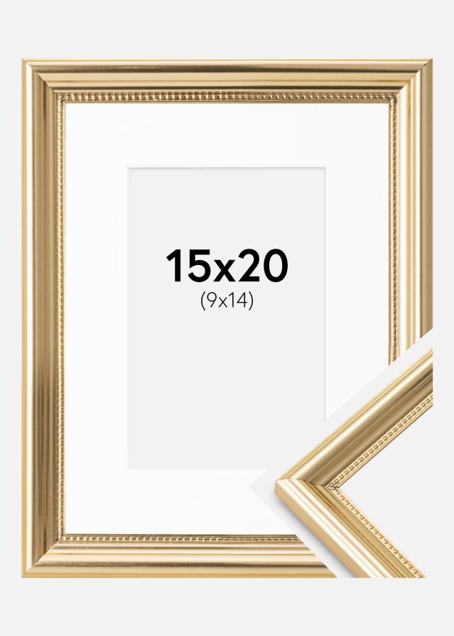 Ramme Gala Guld 15x20 cm - Passepartout Hvid 10x15 cm