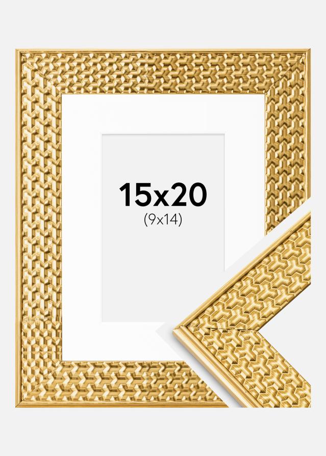 Ramme Grace Guld 15x20 cm - Passepartout Hvid 10x15 cm