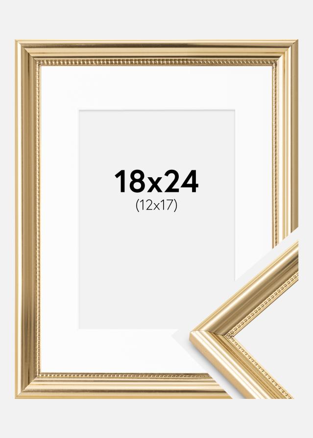 Ramme Gala Guld 18x24 cm - Passepartout Hvid 13x18 cm