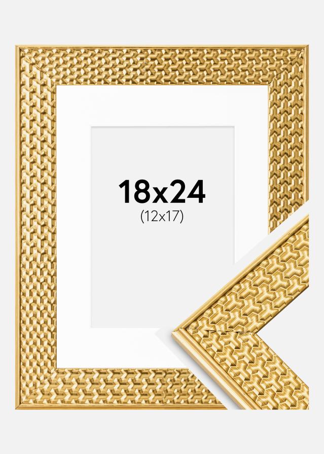 Ramme Grace Guld 18x24 cm - Passepartout Hvid 13x18 cm