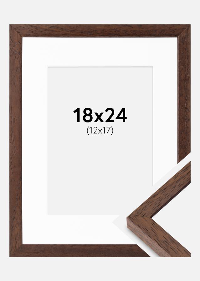 Ramme Ares Teak 18x24 cm - Passepartout Hvid 13x18 cm