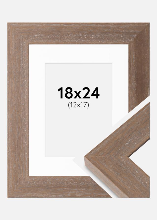 Ramme Juno Grå 18x24 cm - Passepartout Hvid 13x18 cm