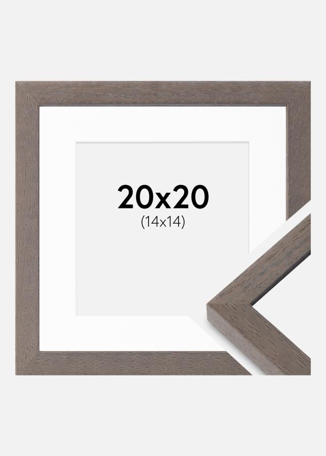 Ramme Hermes Grå 20x20 cm - Passepartout Hvid 15x15 cm