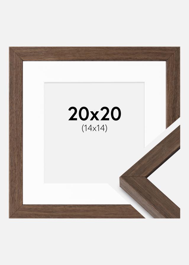 Ramme Hermes Valnød 20x20 cm - Passepartout Hvid 15x15 cm