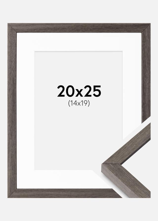 Ramme Ares grå Eg 20x25 cm - Passepartout Hvid 15x20 cm