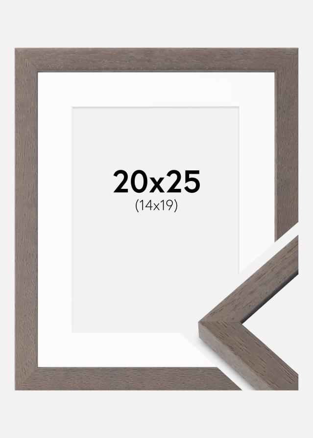 Ramme Hermes Grå 20x25 cm - Passepartout Hvid 15x20 cm