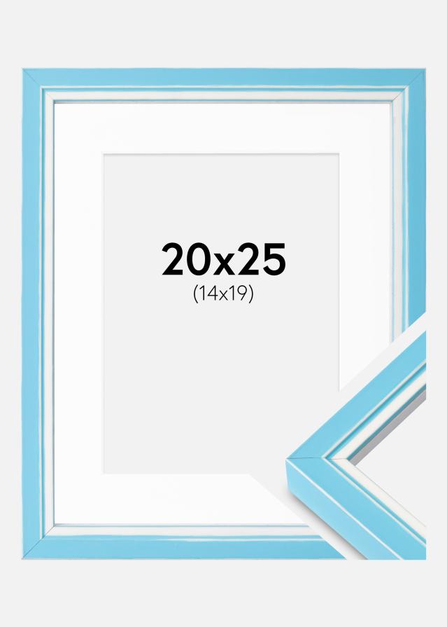 Ramme Diana lyseblå 20x25 cm - Passepartout Hvid 15x20 cm