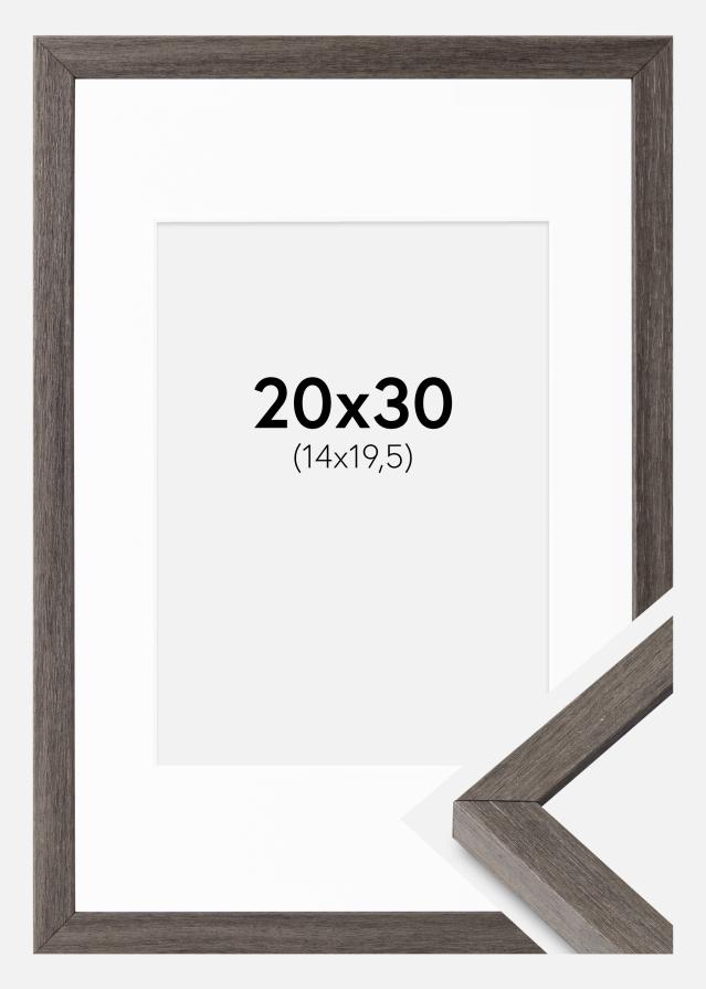 Ramme Ares grå Eg 20x30 cm - Passepartout Hvid 15x21 cm