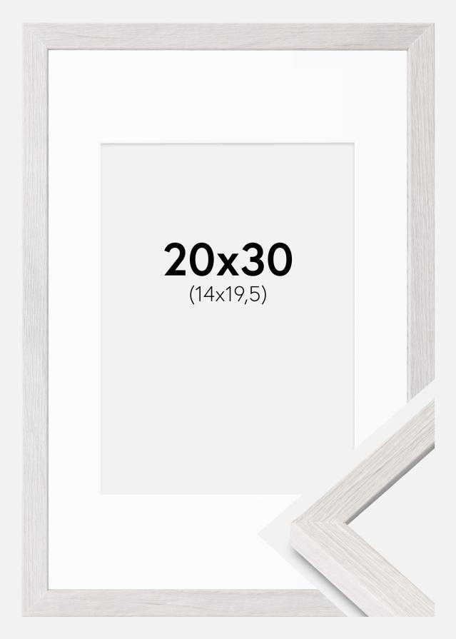 Ramme Ares Hvid Eg 20x30 cm - Passepartout Hvid 15x21 cm