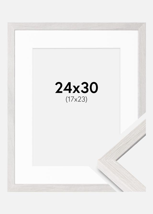Ramme Ares Hvid Eg 24x30 cm - Passepartout Hvid 18x24 cm