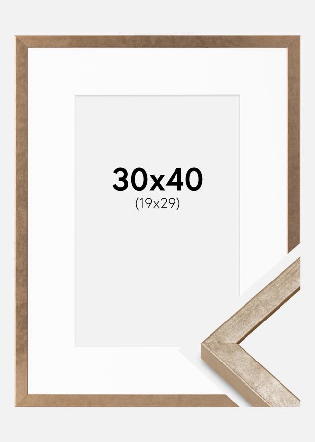Ramme Ares Messing 30x40 cm - Passepartout Hvid 20x30 cm