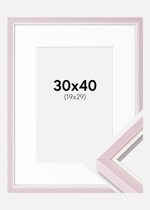 Ramme Diana lyserød 30x40 cm - Passepartout Hvid 20x30 cm