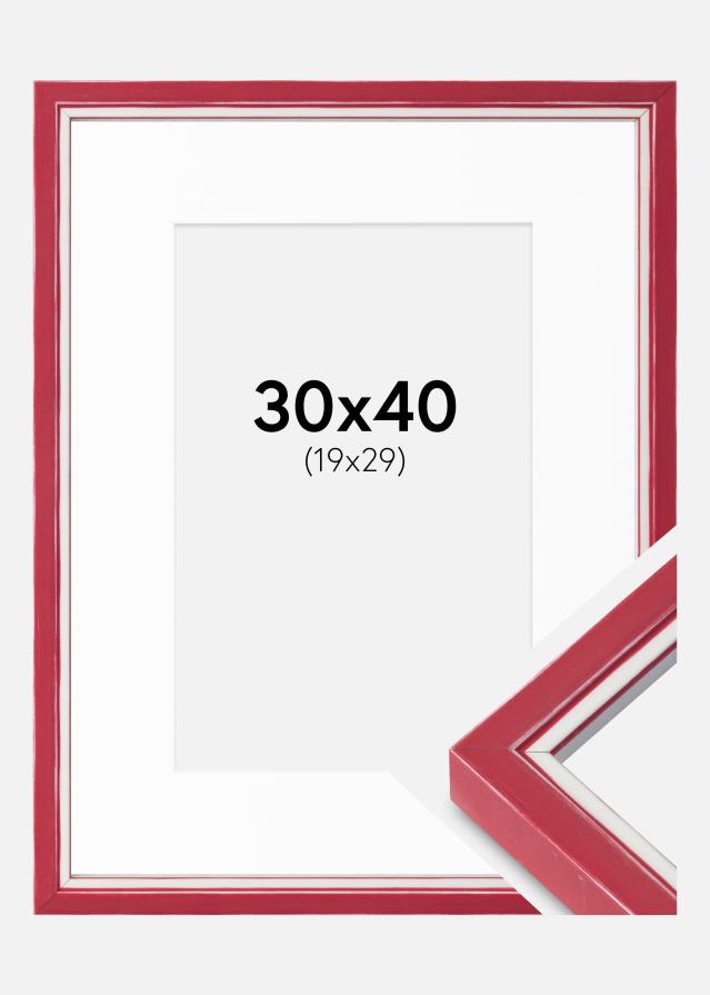 Ramme Diana Rød 30x40 cm - Passepartout Hvid 20x30 cm