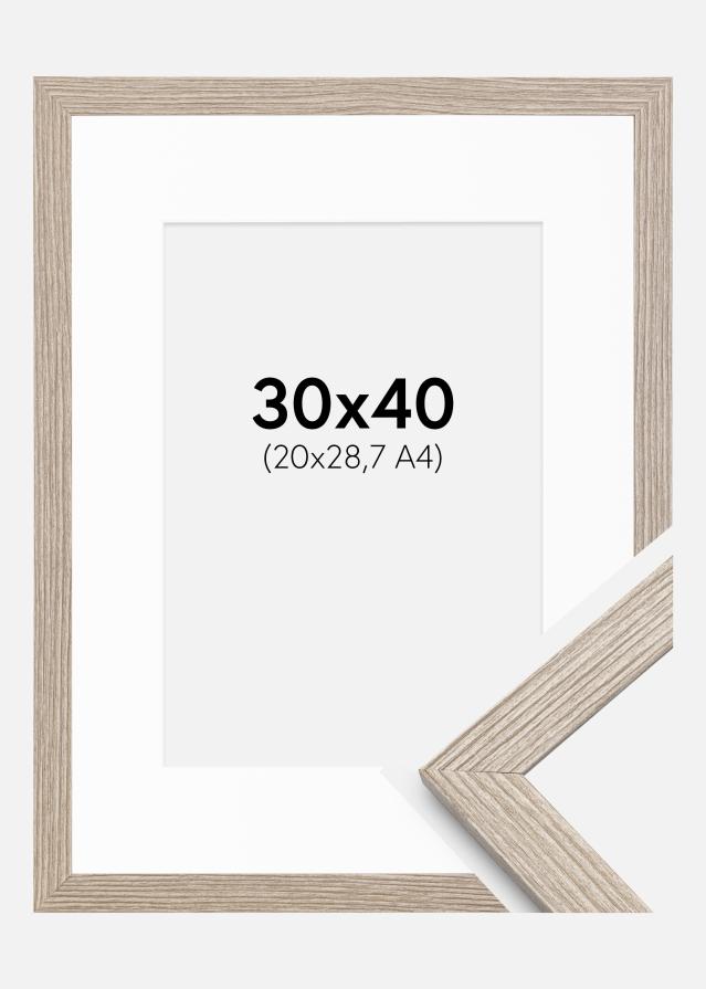 Ramme Stilren Greige Eg 30x40 cm - Passepartout Hvid 21x29,7 cm