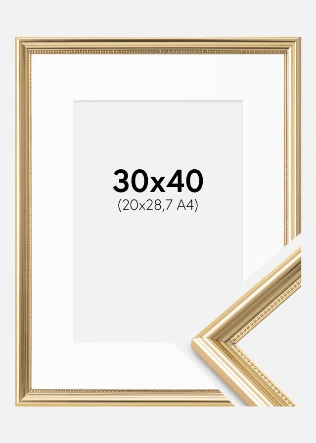 Ramme Gala Guld 30x40 cm - Passepartout Hvid 21x29,7 cm (A4)
