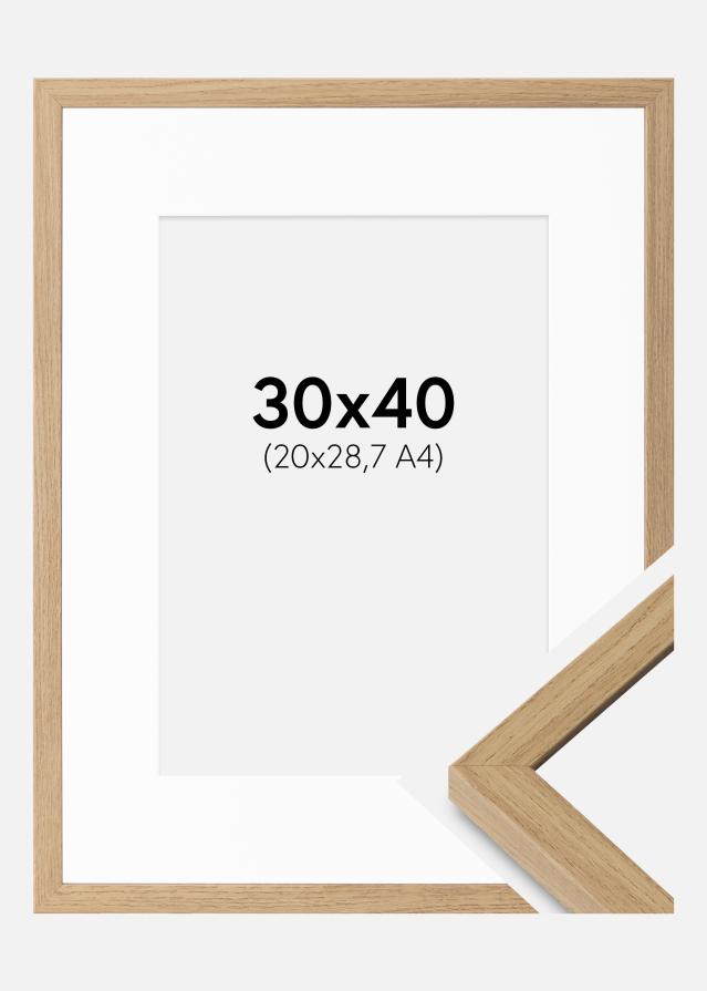 Ramme Ares Naturlig Eg 30x40 cm - Passepartout Hvid 21x29,7 cm