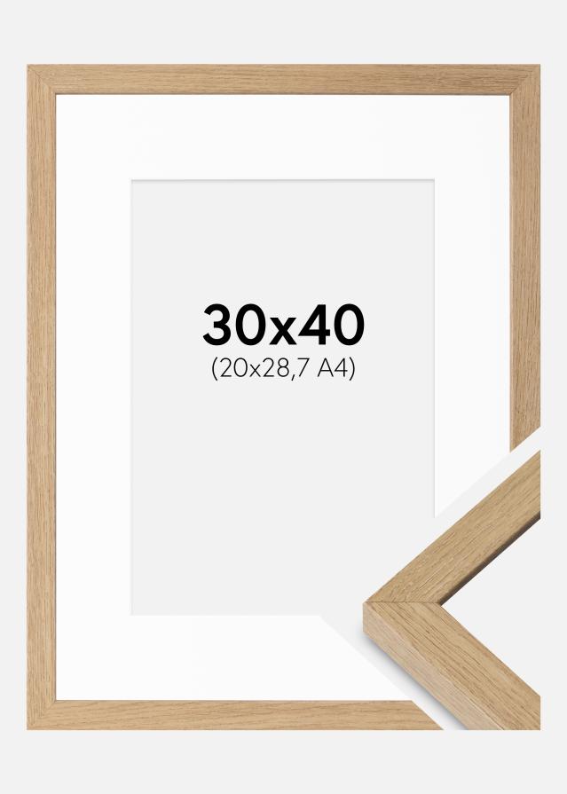 Ramme Hermes Massiv eg 30x40 cm - Passepartout Hvid 21x29,7 cm