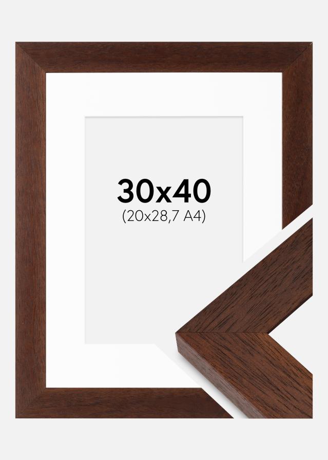 Ramme Juno Teak 30x40 cm - Passepartout Hvid 21x29,7 cm