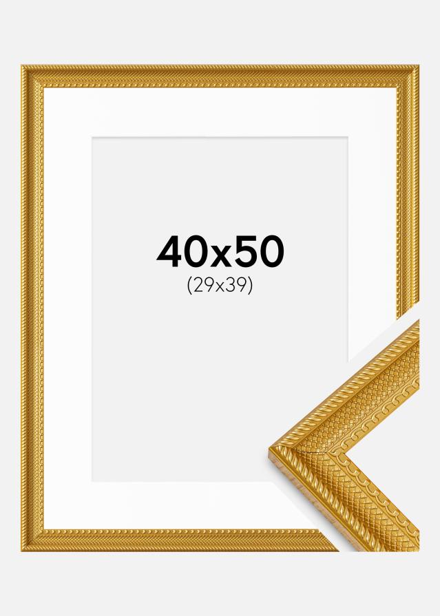 Ramme Lattice Guld 40x50 cm - Passepartout Hvid 30x40 cm