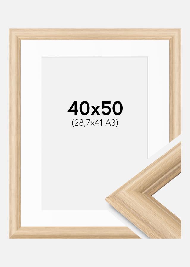 Ramme Västkusten Eg 40x50 cm - Passepartout Hvid 29,7x42 cm (A3)