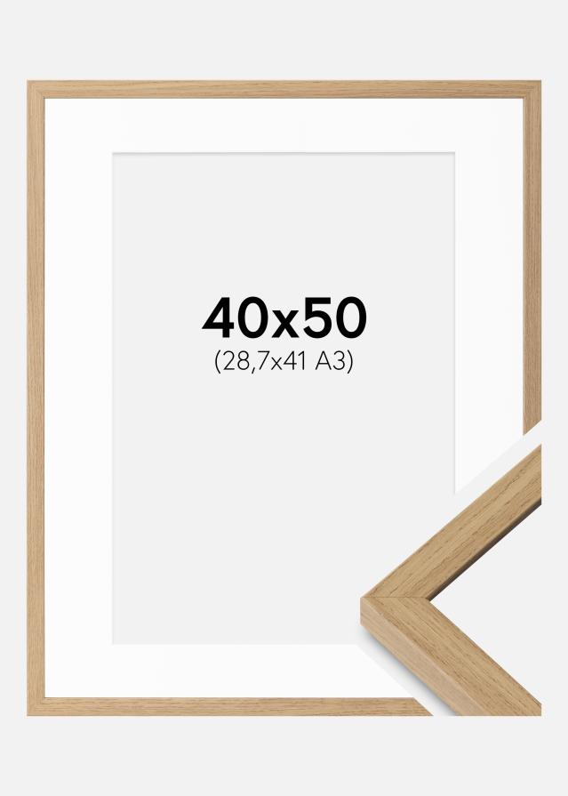 Ramme Ares Naturlig Eg 40x50 cm - Passepartout Hvid 29,7x42 cm