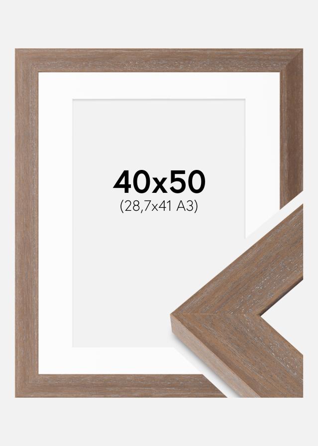 Ramme Juno Grå 40x50 cm - Passepartout Hvid 29,7x42 cm