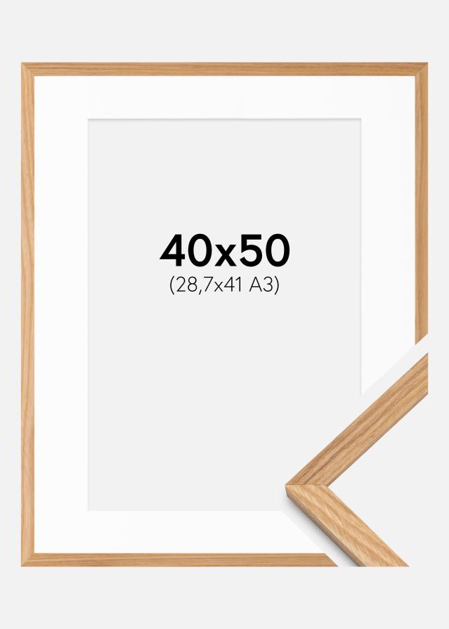 Ramme Massiv Eg 40x50 cm - Passepartout Hvid 29,7x42 cm
