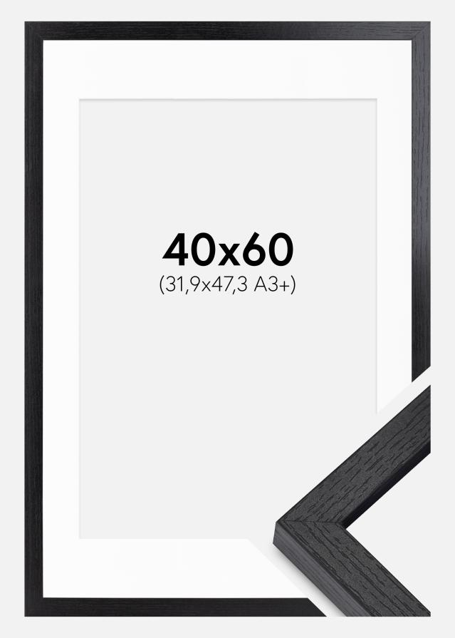 BGA Kasseramme Sort 40x60 cm - Passepartout Hvid 32,9x48,3 cm