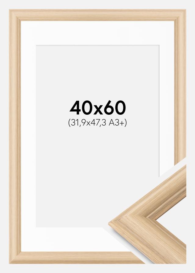 Ramme Västkusten Eg 40x60 cm - Passepartout Hvid 32,9x48,3 cm (A3+)