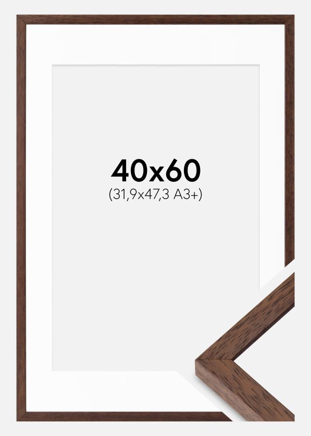 Ramme Ares Teak 40x60 cm - Passepartout Hvid 32,9x48,3 cm