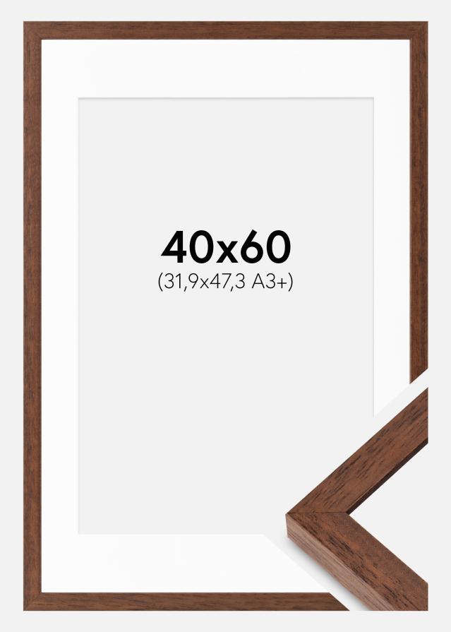 Ramme Hermes Teak 40x60 cm - Passepartout Hvid 32,9x48,3 cm